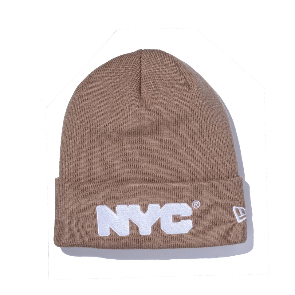 ベーシック カフニット NYC チャンキーロゴ ベージュ