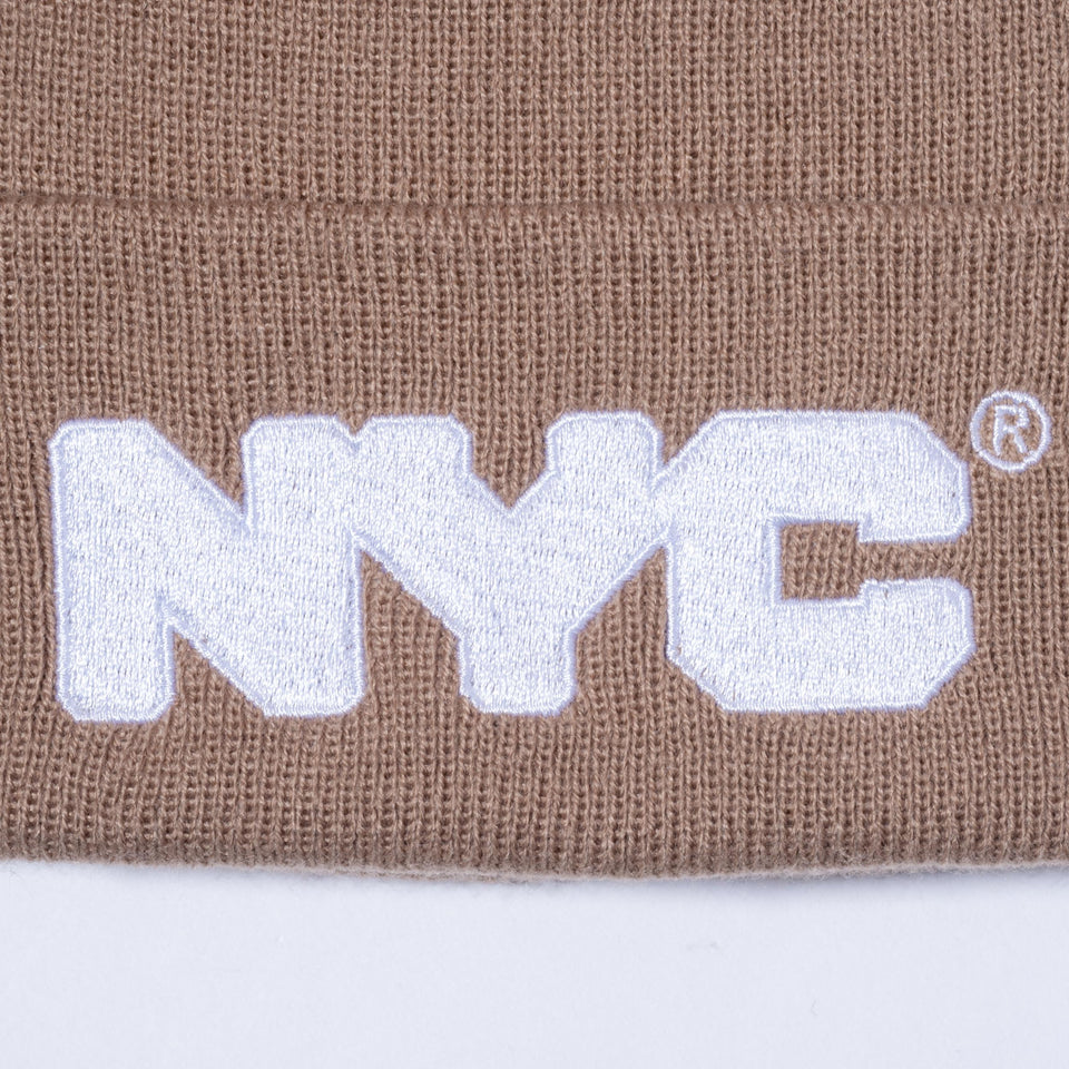 ベーシック カフニット NYC チャンキーロゴ ベージュ