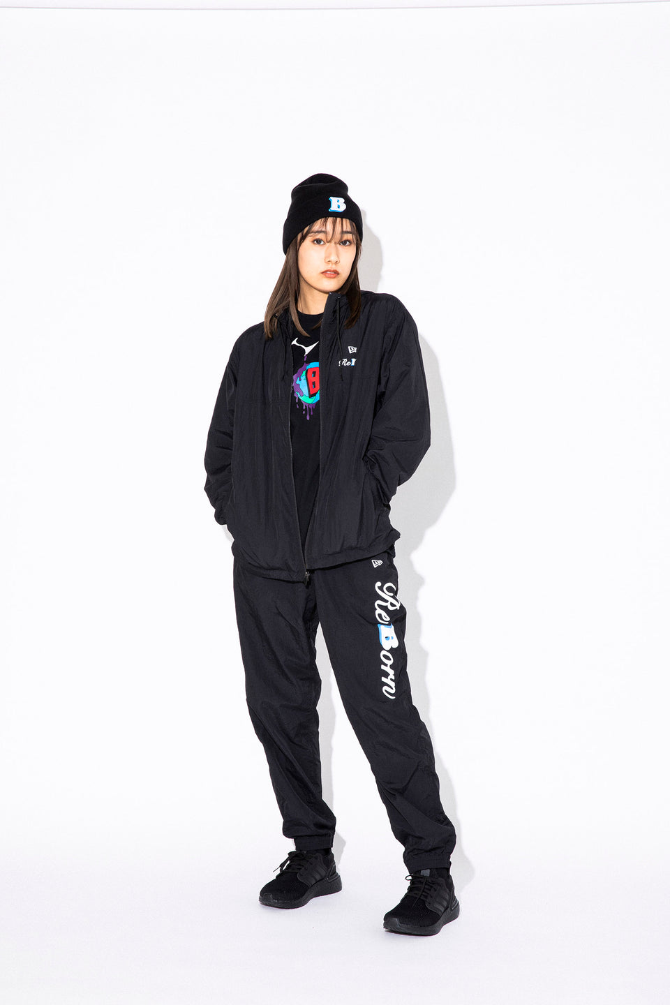 ベーシック カフニット BALLISTIK BOYZ from EXILE TRIBE Bロゴ ブラック