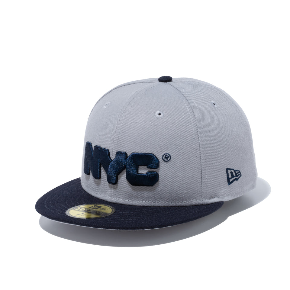 59FIFTY NYC チャンキーロゴ グレー ネイビーバイザー