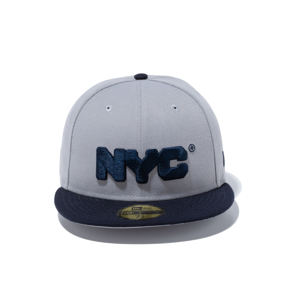 59FIFTY NYC チャンキーロゴ グレー ネイビーバイザー