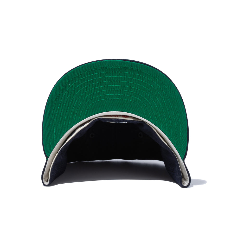 59FIFTY FEAR OF GOD ESSENTIALS Fロゴ ネイビー グリーンアンダーバイザー