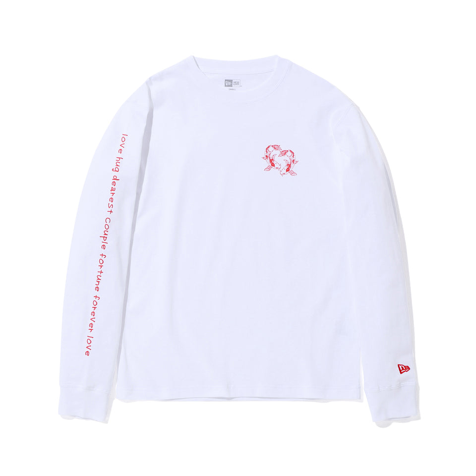 長袖 コットンTシャツ 古川優香 Yuka Furukawa 鯉 ホワイト レギュラーフィット