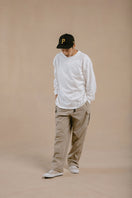 長袖 フットボール コットン Tシャツ NEW ERA BLACK LABEL ヘビーウェイト オフホワイト