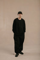 長袖 ダブルポケット コットン Tシャツ NEW ERA BLACK LABEL ヘビーウェイト ブラック