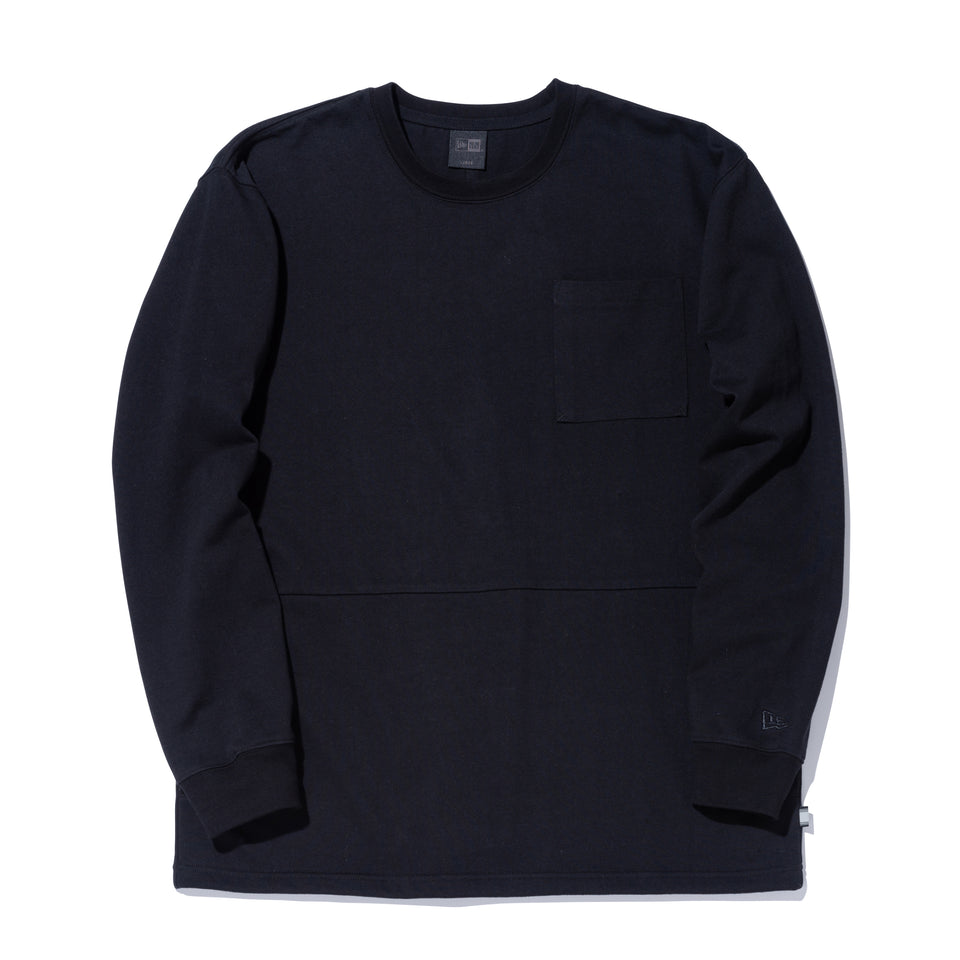 長袖 ダブルポケット コットン Tシャツ NEW ERA BLACK LABEL ヘビーウェイト ブラック