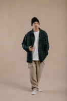 【10月発売】長袖 フランネル チェックシャツ NEW ERA BLACK LABEL グリーン