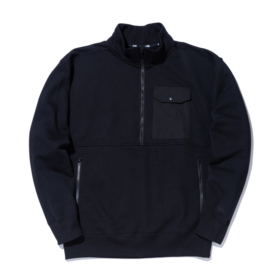 裏起毛 ハーフジップ スウェット NEW ERA BLACK LABEL ヘビーウェイト ブラック