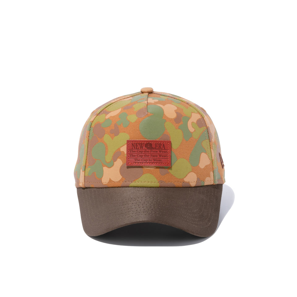 Youth 9FORTY A-Frame ダックキャンバス レザーパッチ カモプリント オリーブスエードバイザー