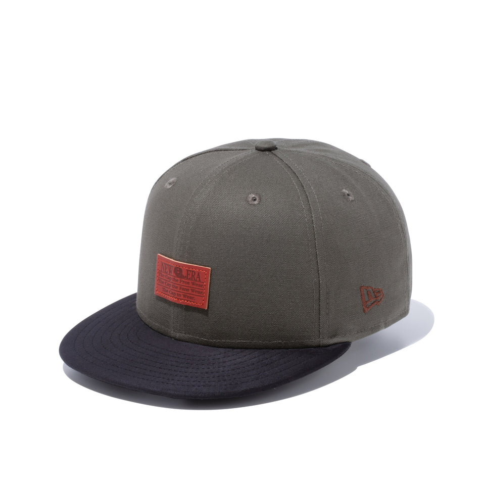 9FIFTY ダックキャンバス レザーパッチ ダックモス ブラックスエードバイザー