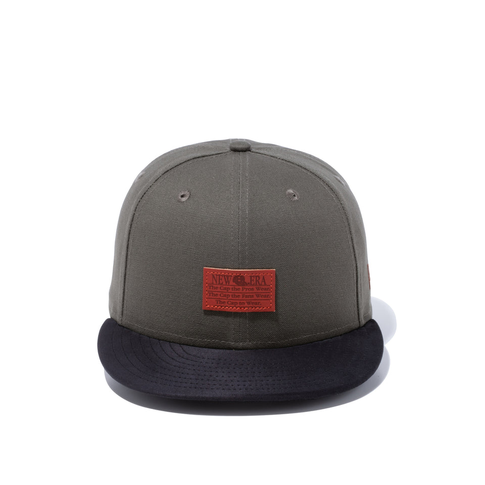 9FIFTY ダックキャンバス レザーパッチ ダックモス ブラックスエードバイザー