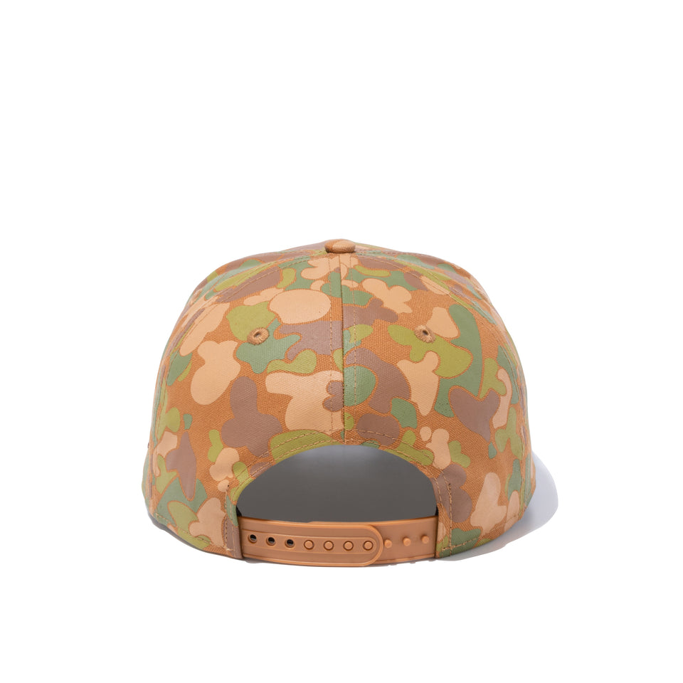 9FIFTY ダックキャンバス レザーパッチ カモプリント オリーブスエードバイザー