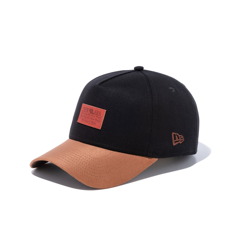 9FORTY A-Frame ダックキャンバス レザーパッチ ダックブラック ブラウンスエードバイザー