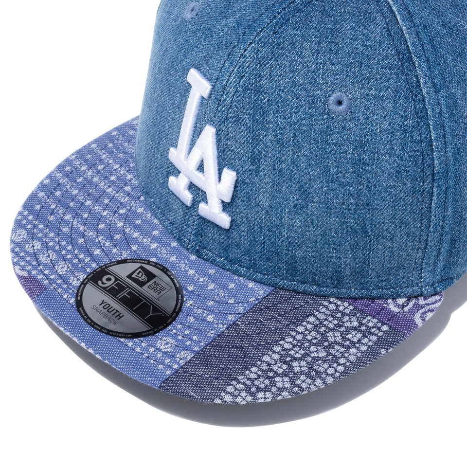 Youth 9FIFTY ペイズリーパッチワーク ロサンゼルス・ドジャース ウォッシュドデニム