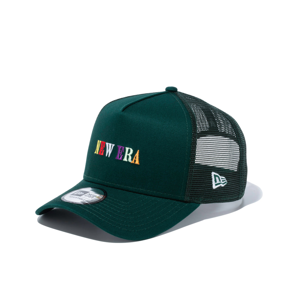 9FORTY A-Frame トラッカー カラフルロゴ NEW ERA ダークグリーン