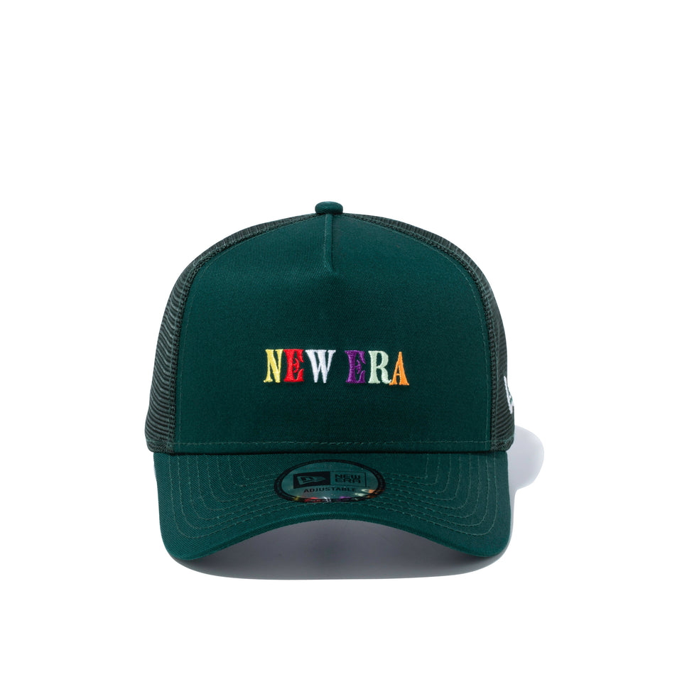 9FORTY A-Frame トラッカー カラフルロゴ NEW ERA ダークグリーン