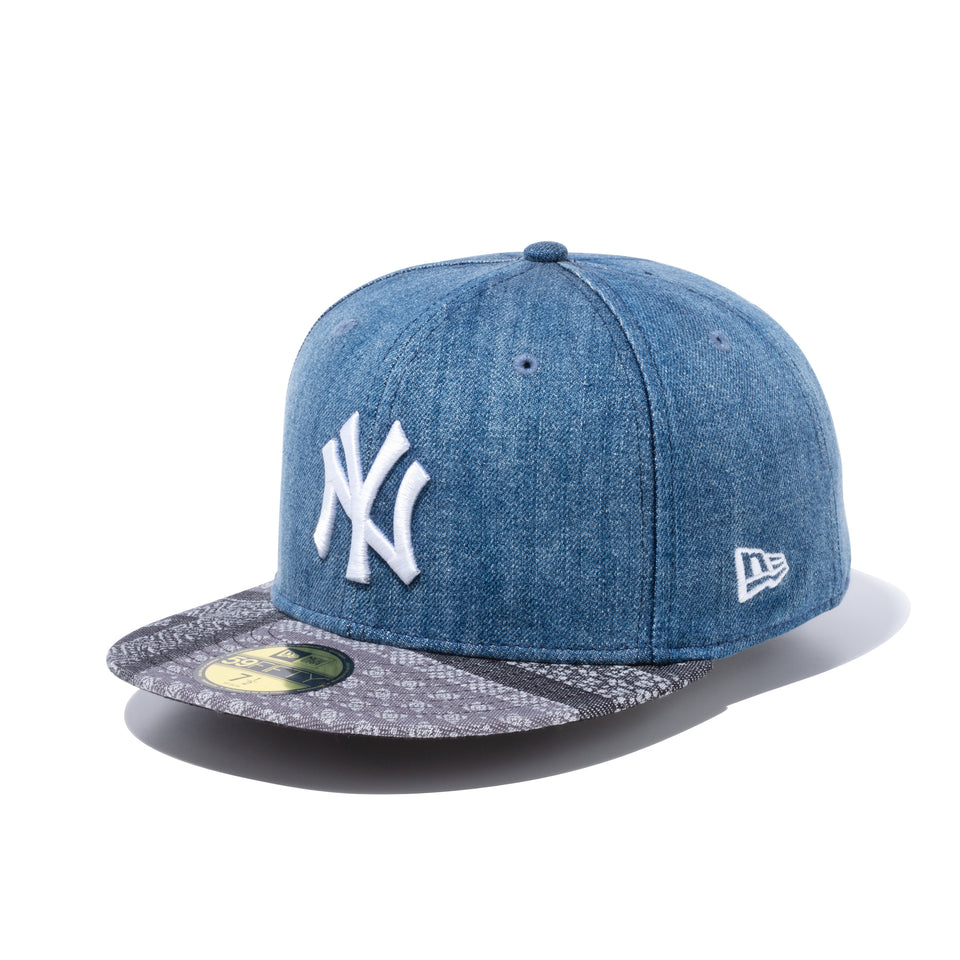 59FIFTY ペイズリー パッチワーク ニューヨーク・ヤンキース ウォッシュドデニム ペイズリーバイザー