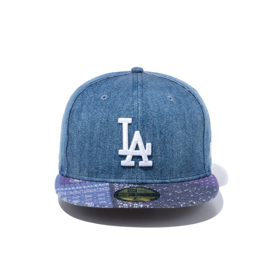 59FIFTY ペイズリー パッチワーク ロサンゼルス・ドジャース ウォッシュドデニム ペイズリーバイザー