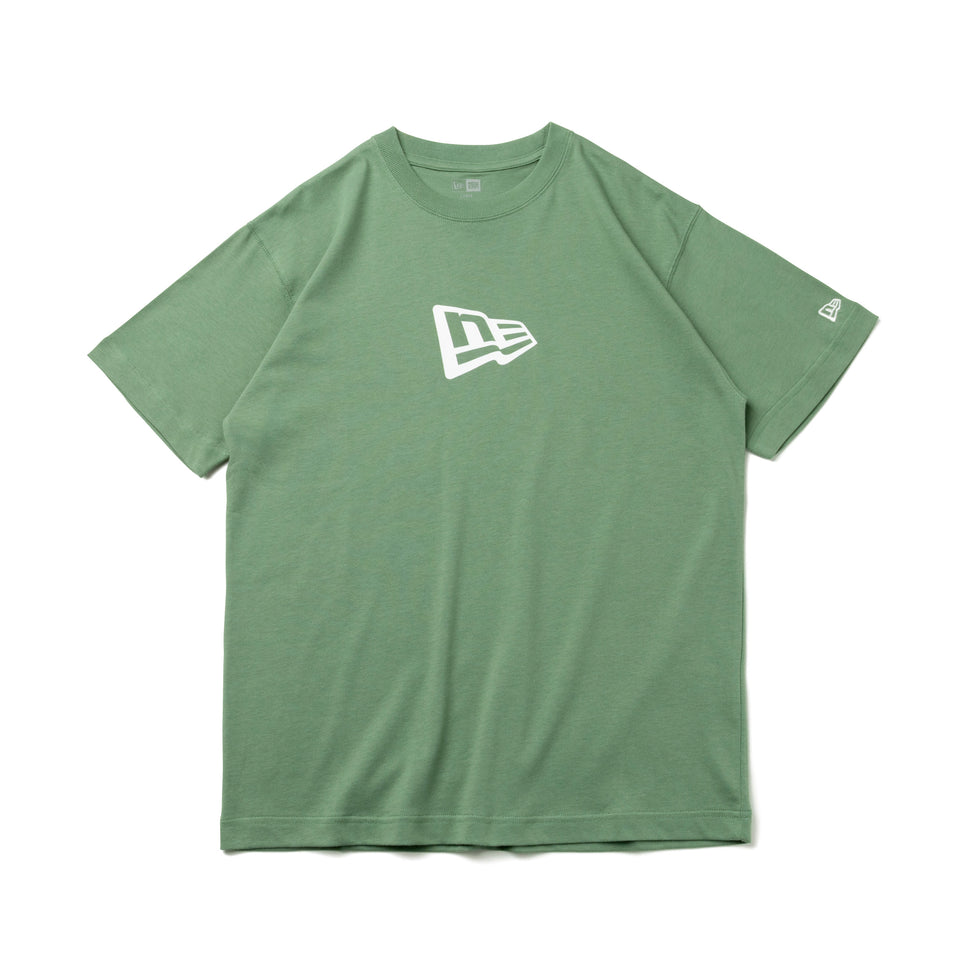 半袖 コットン Tシャツ フラッグロゴ モス レギュラーフィット