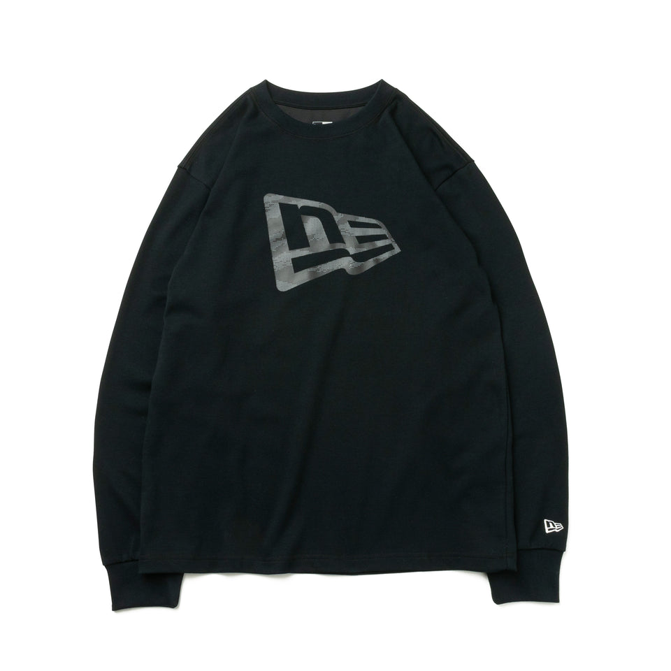 長袖 パフォーマンス Tシャツ ドット タイガーストライプカモ フラッグロゴ ブラック  レギュラーフィット