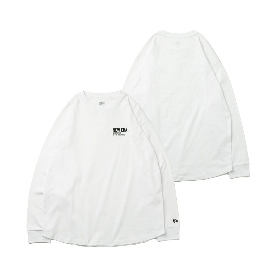 長袖 コットン オーバーサイズド Tシャツ タイポグラフィー ホワイト