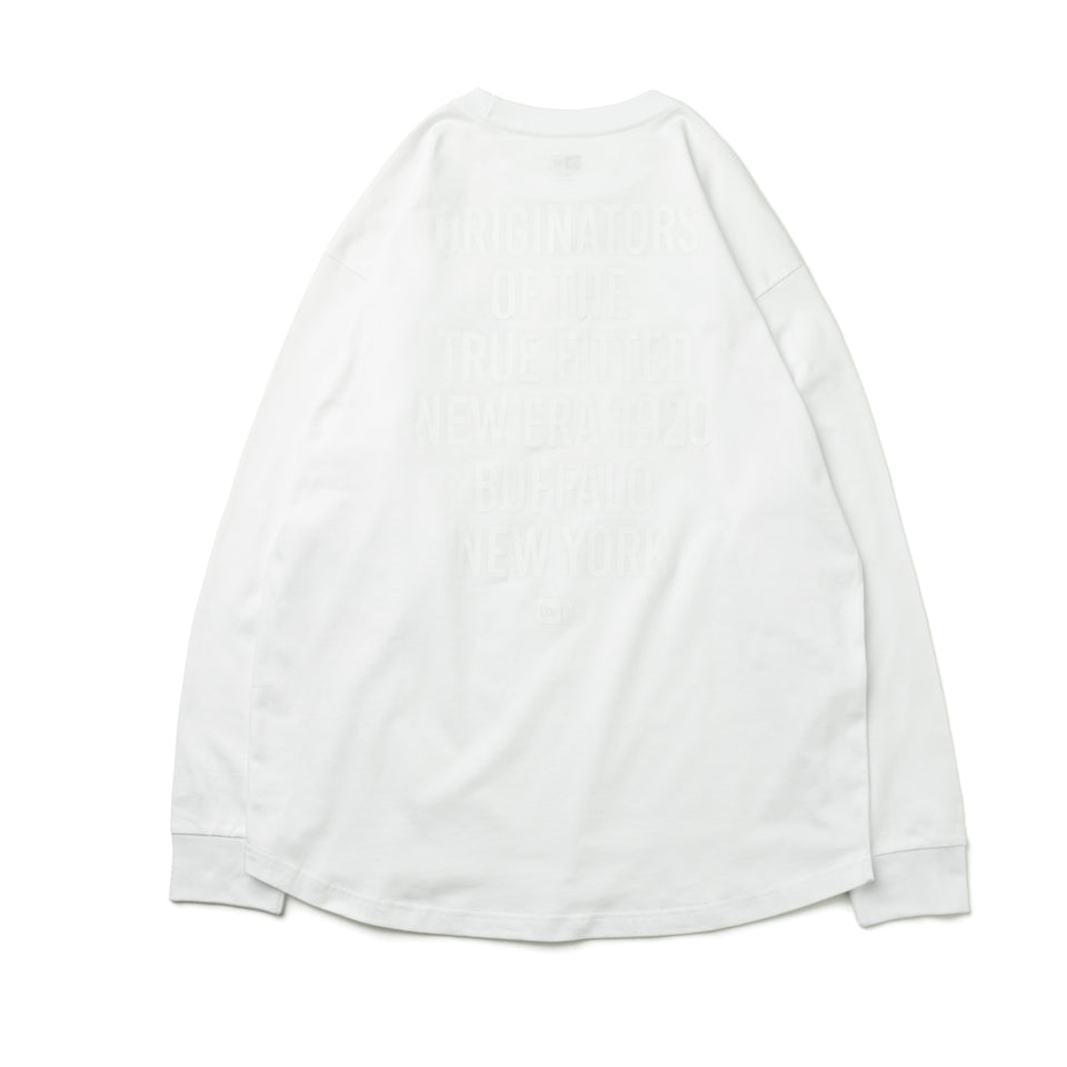 長袖 コットン オーバーサイズド Tシャツ タイポグラフィー ホワイト