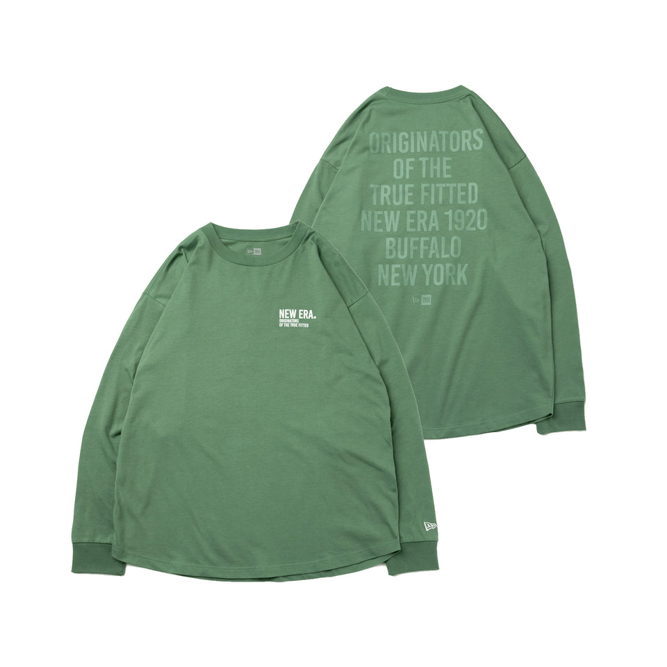 長袖 コットン オーバーサイズド Tシャツ タイポグラフィー モス