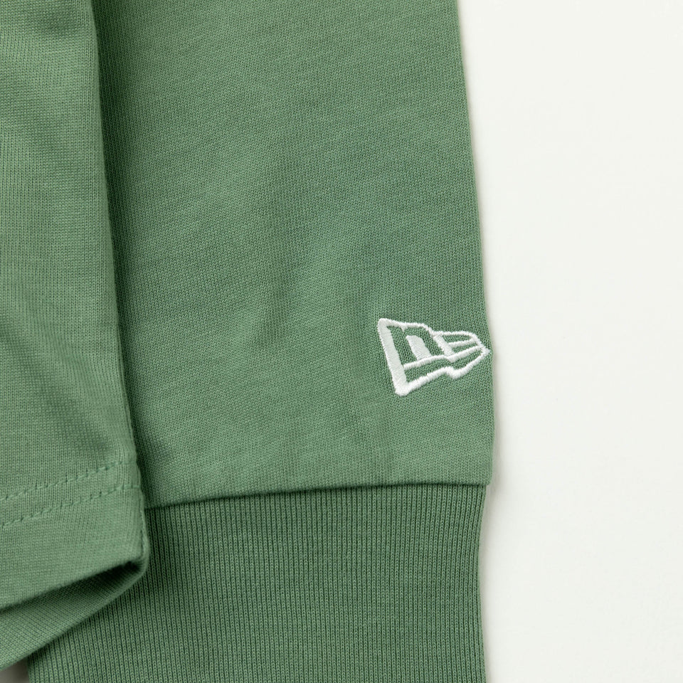 長袖 コットン オーバーサイズド Tシャツ タイポグラフィー モス