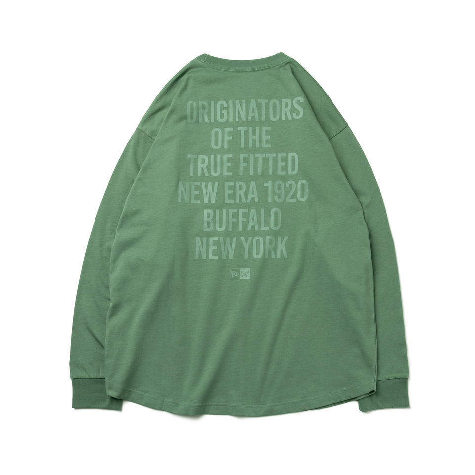 長袖 コットン オーバーサイズド Tシャツ タイポグラフィー モス