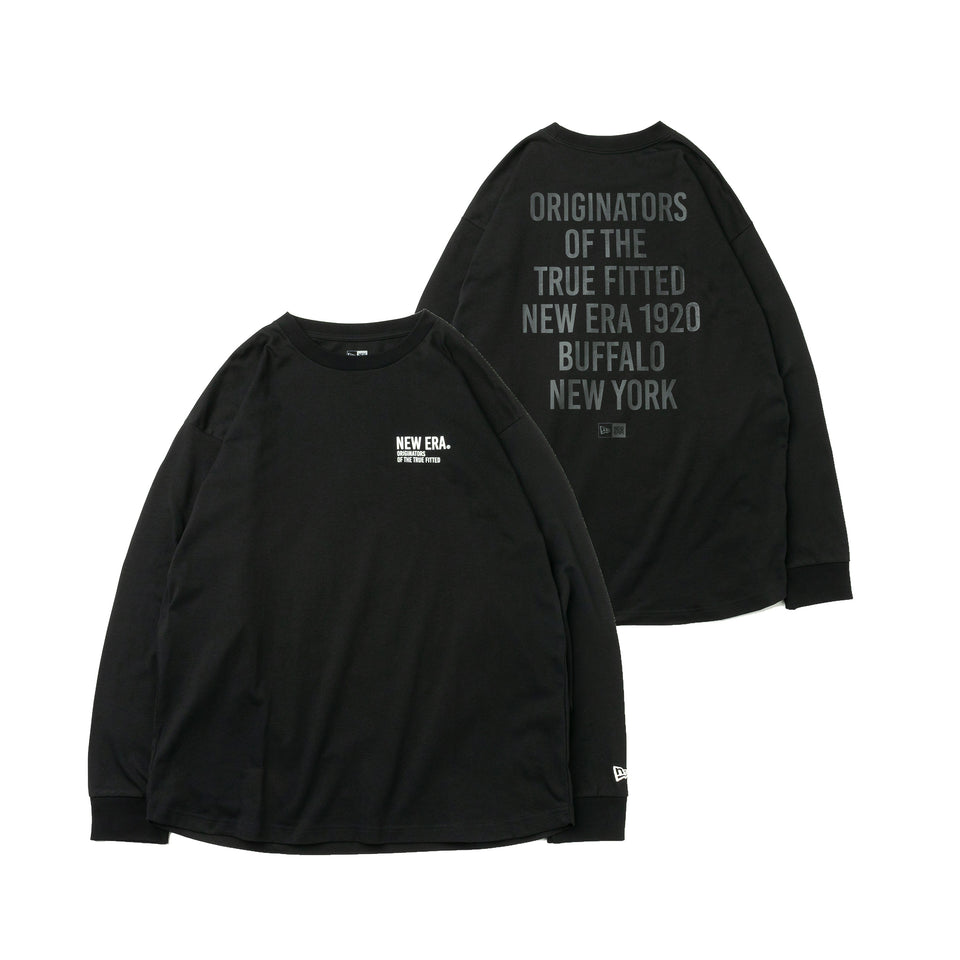 長袖 コットン オーバーサイズド Tシャツ タイポグラフィー ブラック