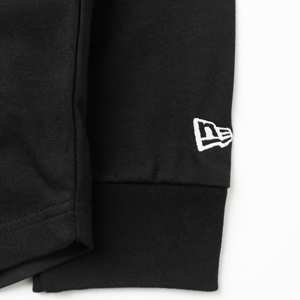 長袖 コットン オーバーサイズド Tシャツ タイポグラフィー ブラック