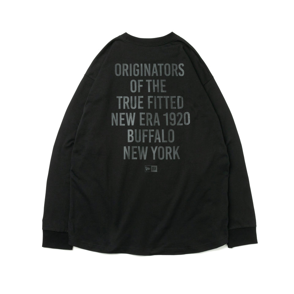 長袖 コットン オーバーサイズド Tシャツ タイポグラフィー ブラック