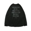 長袖 コットン オーバーサイズド Tシャツ タイポグラフィー ブラック