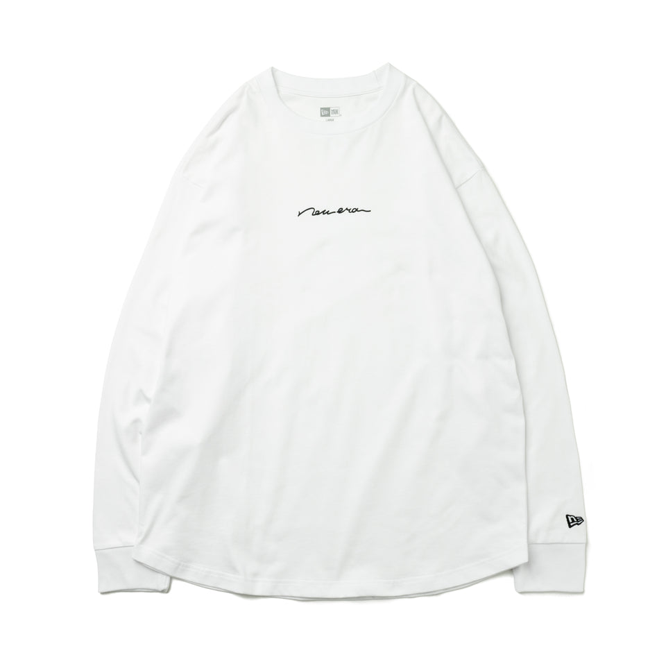 長袖 コットン オーバーサイズド Tシャツ ハンドリトゥン ニューエラ ホワイト
