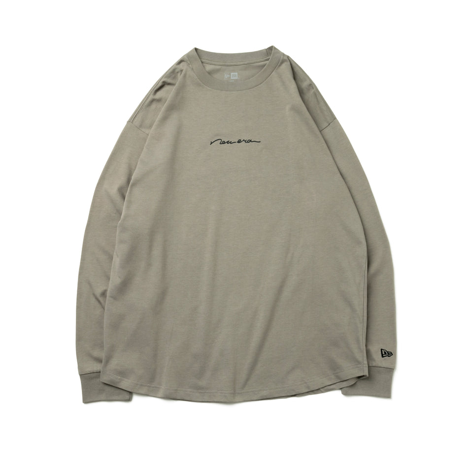 長袖 コットン オーバーサイズド Tシャツ ハンドリトゥン ニューエラ ペブル