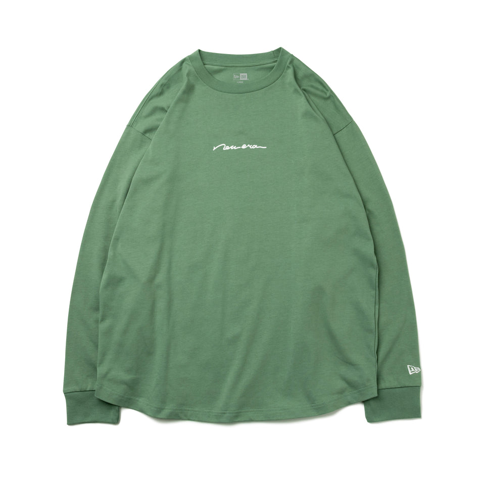 長袖 コットン オーバーサイズド Tシャツ ハンドリトゥン ニューエラ モス