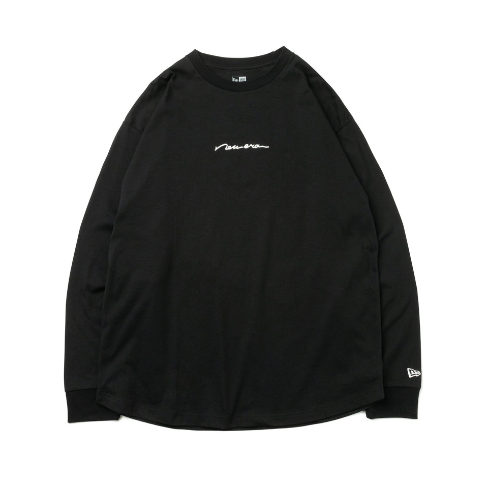 長袖 コットン オーバーサイズド Tシャツ ハンドリトゥン ニューエラ ブラック