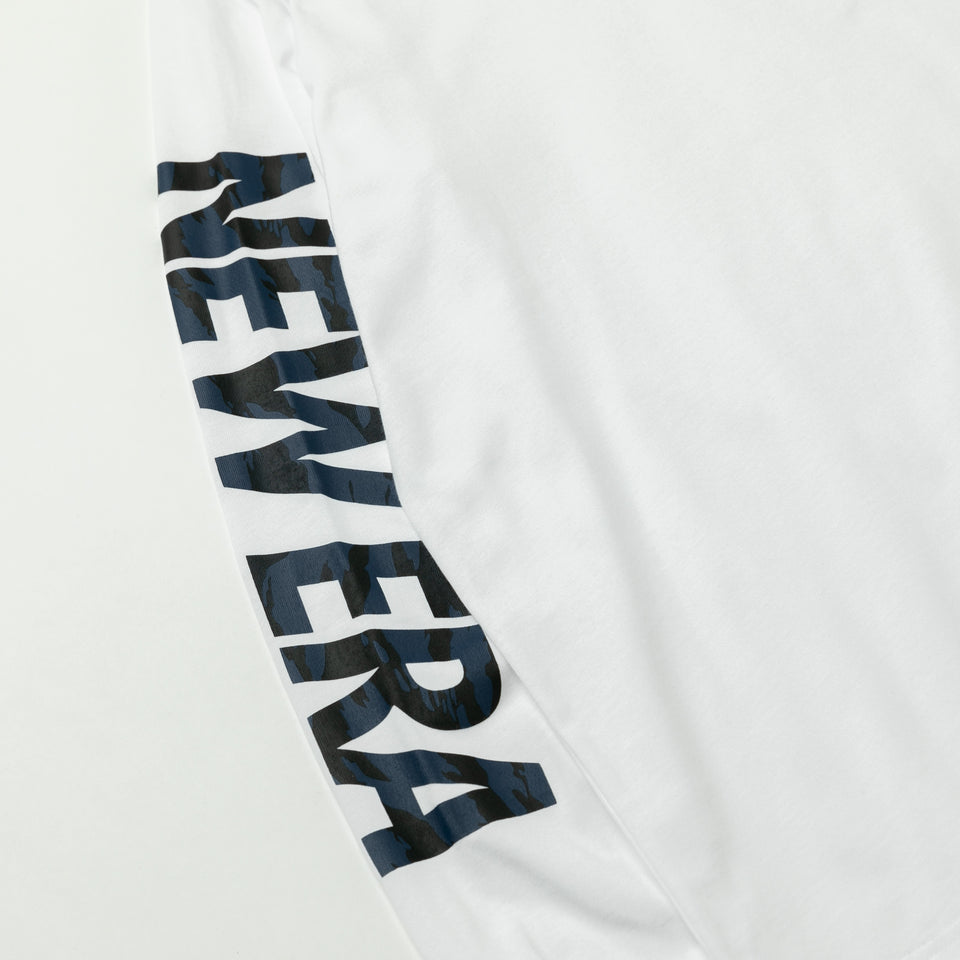 長袖 コットン Tシャツ タイガーストライプカモネイビー NEW ERA ホワイト  レギュラーフィット