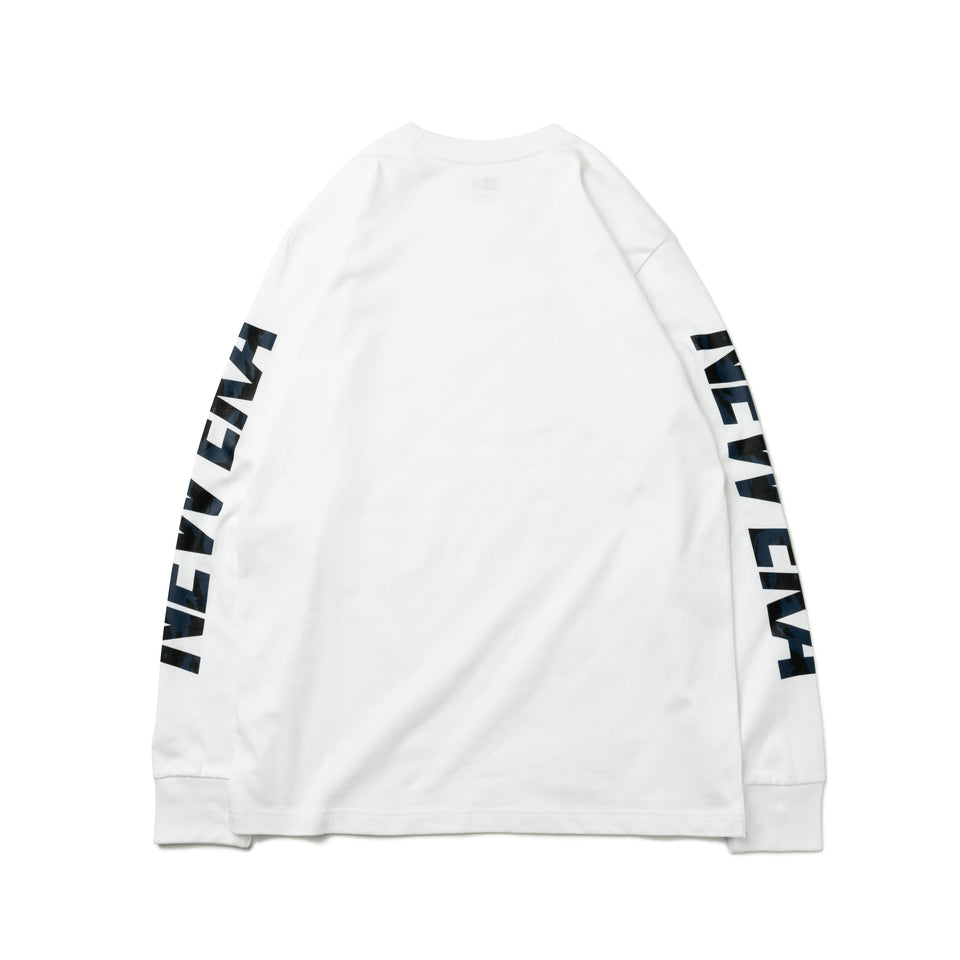 長袖 コットン Tシャツ タイガーストライプカモネイビー NEW ERA ホワイト  レギュラーフィット