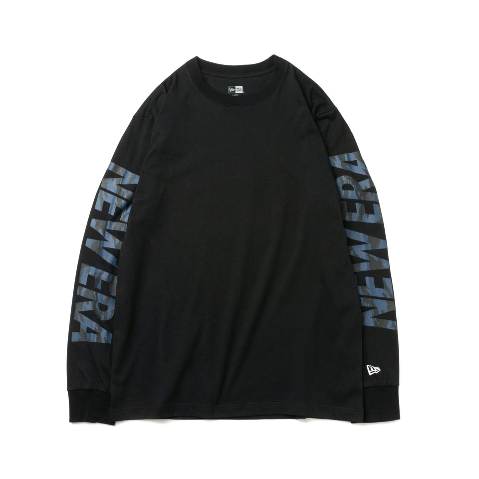 長袖 コットン Tシャツ タイガーストライプカモネイビー NEW ERA ブラック  レギュラーフィット