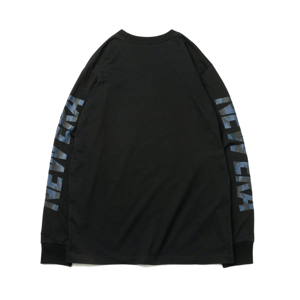 長袖 コットン Tシャツ タイガーストライプカモネイビー NEW ERA ブラック  レギュラーフィット