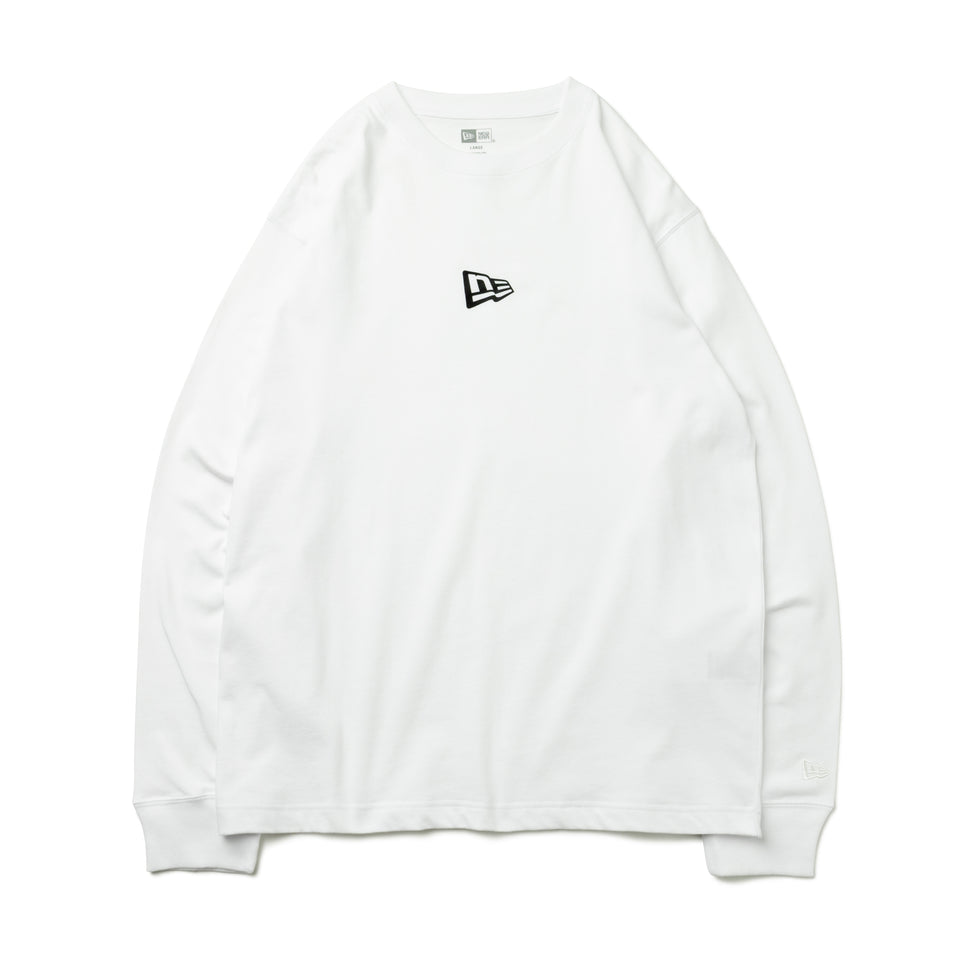 長袖 コットン Tシャツ フラッグロゴミニ ホワイト  レギュラーフィット