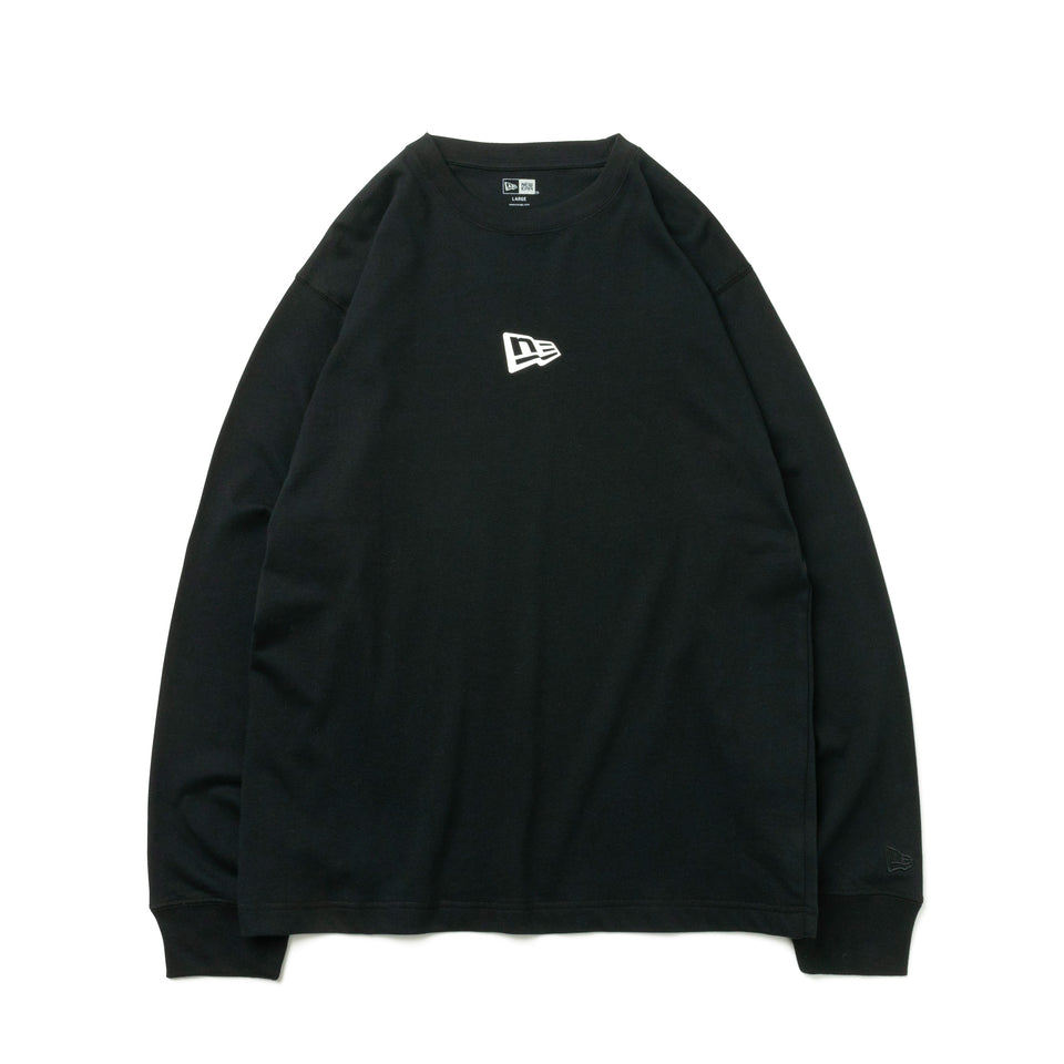 長袖 コットン Tシャツ フラッグロゴミニ ブラック  レギュラーフィット