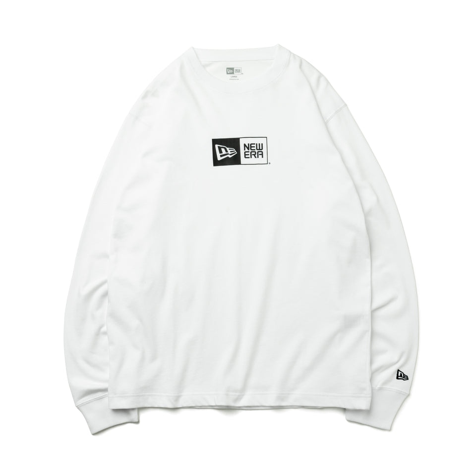 長袖 コットン Tシャツ ボックスロゴ ミッド ホワイト  レギュラーフィット