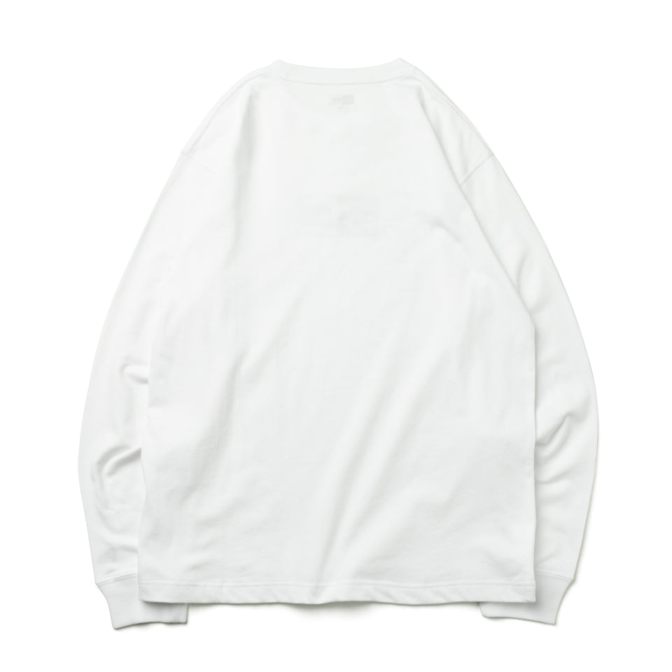 長袖 コットン Tシャツ ボックスロゴ ミッド ホワイト  レギュラーフィット