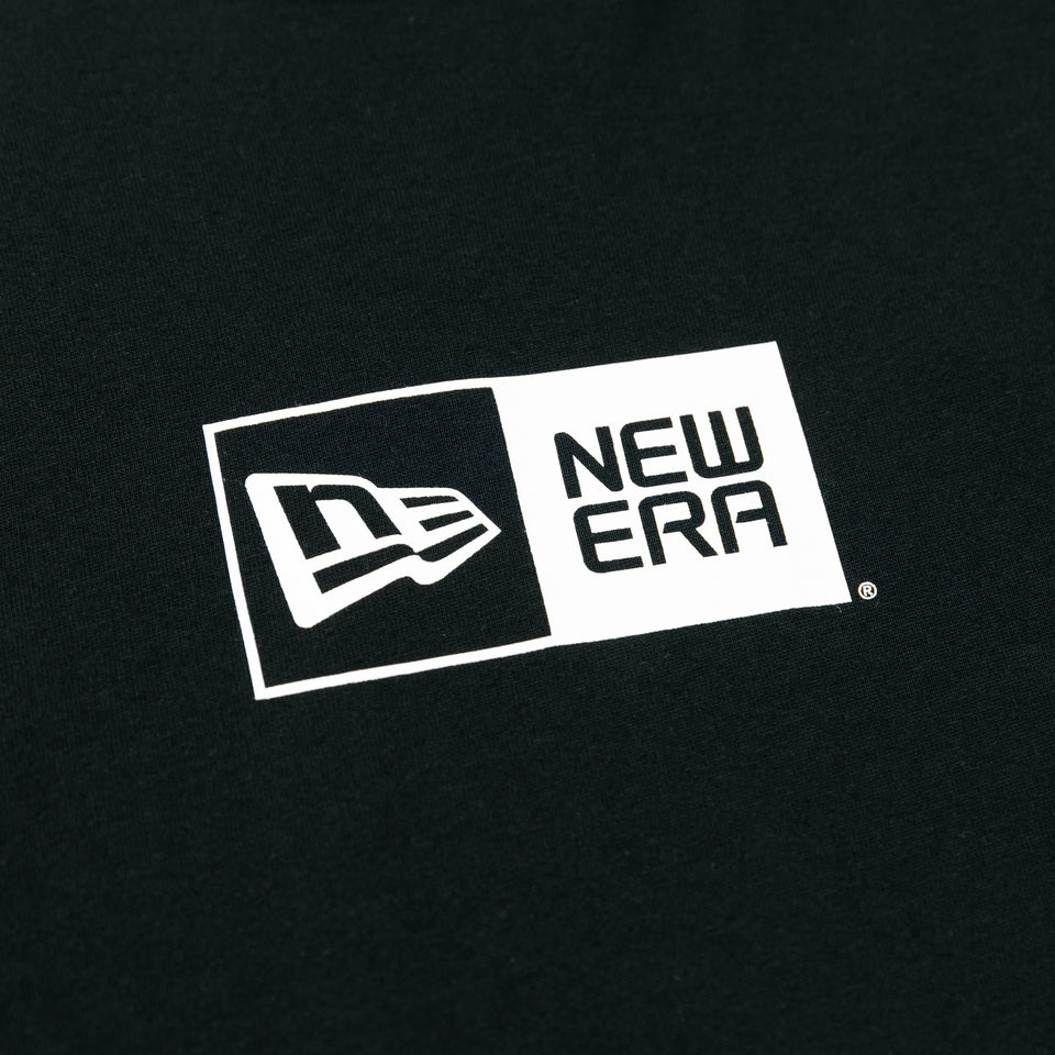 長袖 コットン Tシャツ ボックスロゴ ミッド ブラック  レギュラーフィット