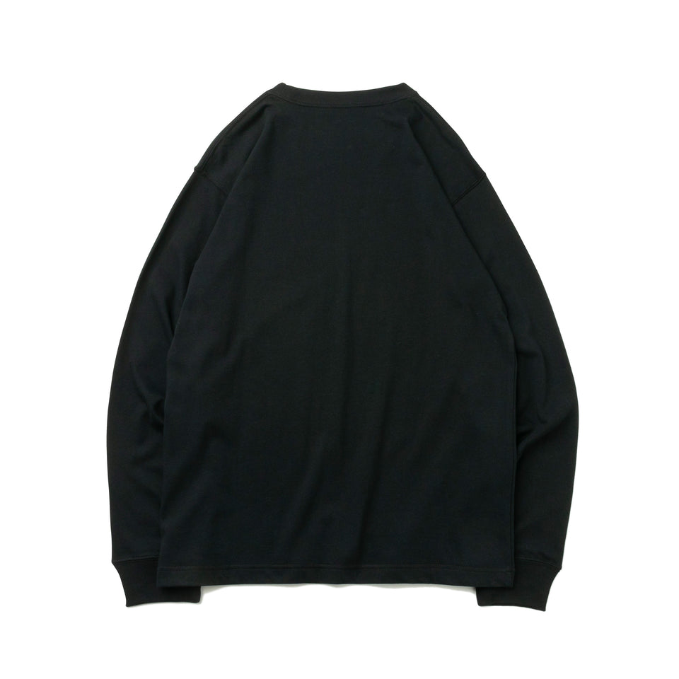 長袖 コットン Tシャツ ボックスロゴ ミッド ブラック  レギュラーフィット
