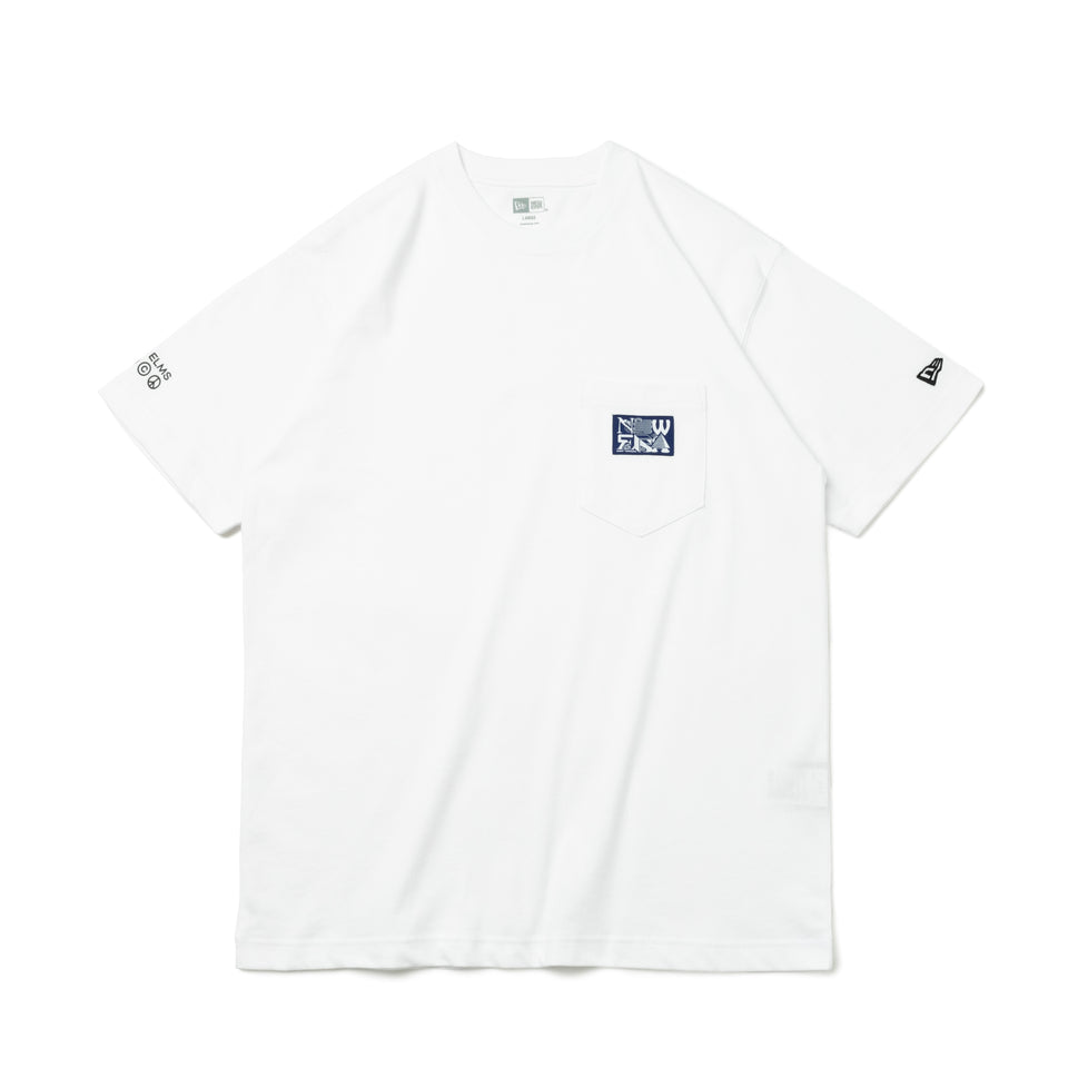 半袖 コットン ポケット Tシャツ ERIC ELMS エリック・エルムス タイポグラフィー ホワイト レギュラーフィット