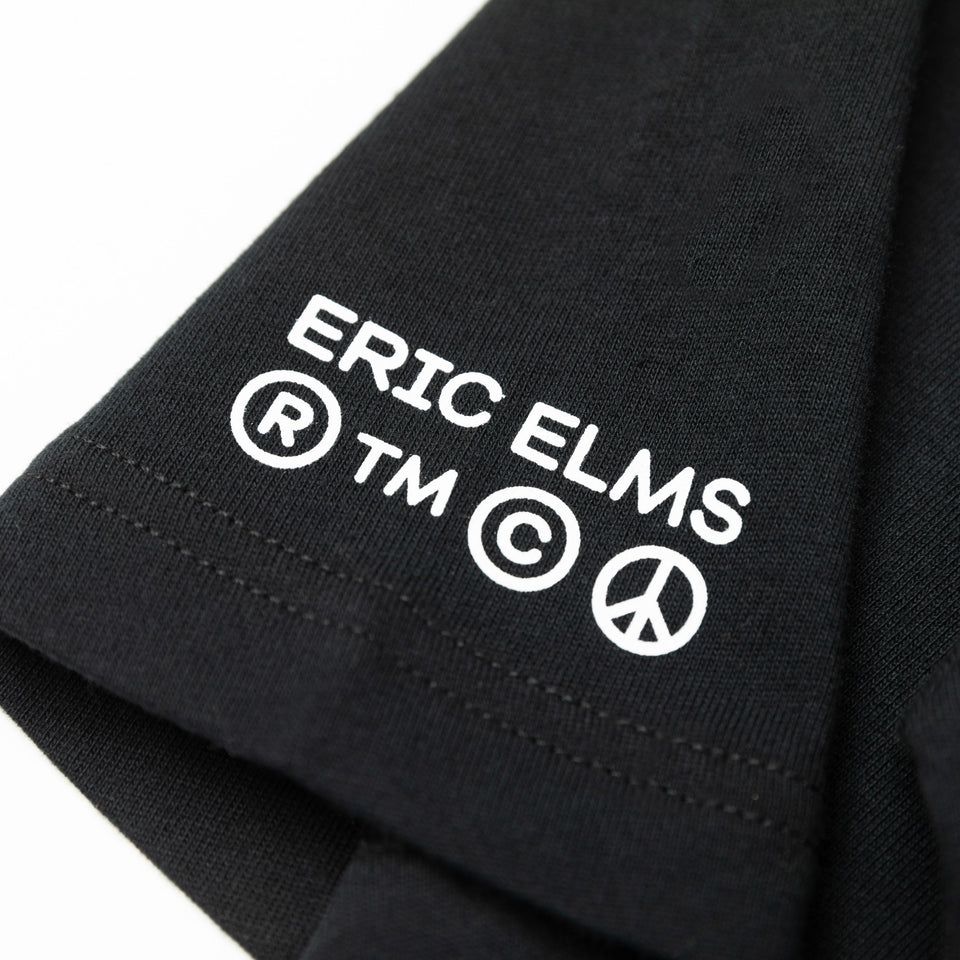 半袖 コットン ポケット Tシャツ ERIC ELMS エリック・エルムス タイポグラフィー ブラック レギュラーフィット