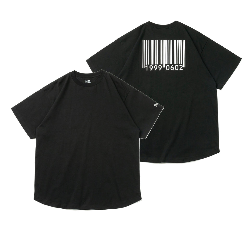 半袖 オーバーサイズド コットン Tシャツ 中澤 瞳 バーコード ブラック × ホワイト